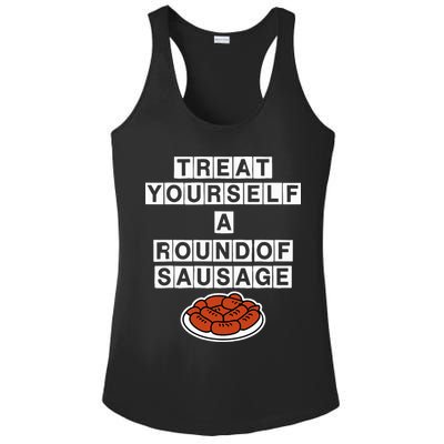 Treat Yourself A Round Of Sausage Ladies PosiCharge Competitor Racerback Tank