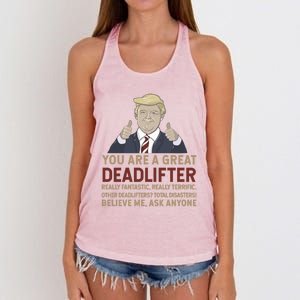 Trump You Are A Great Great Deadlifter Great Gift Women's Knotted Racerback Tank