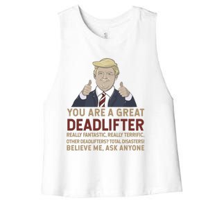 Trump You Are A Great Great Deadlifter Great Gift Women's Racerback Cropped Tank