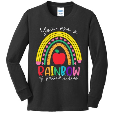 Teacher You are a rainbow of possibilities Teaching Kids Long Sleeve Shirt