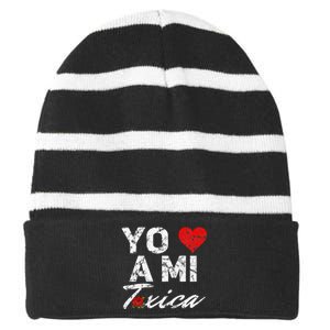 Toxica Yo Amo A Mi Toxica Striped Beanie with Solid Band