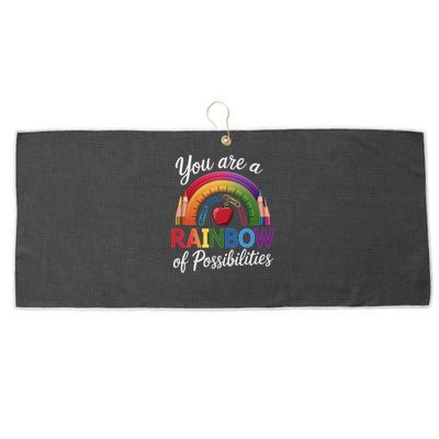 Teacher You are a rainbow of possibilities Teaching Large Microfiber Waffle Golf Towel