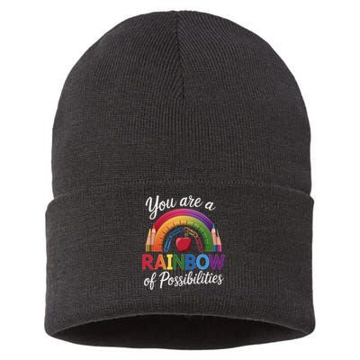 Teacher You are a rainbow of possibilities Teaching Sustainable Knit Beanie