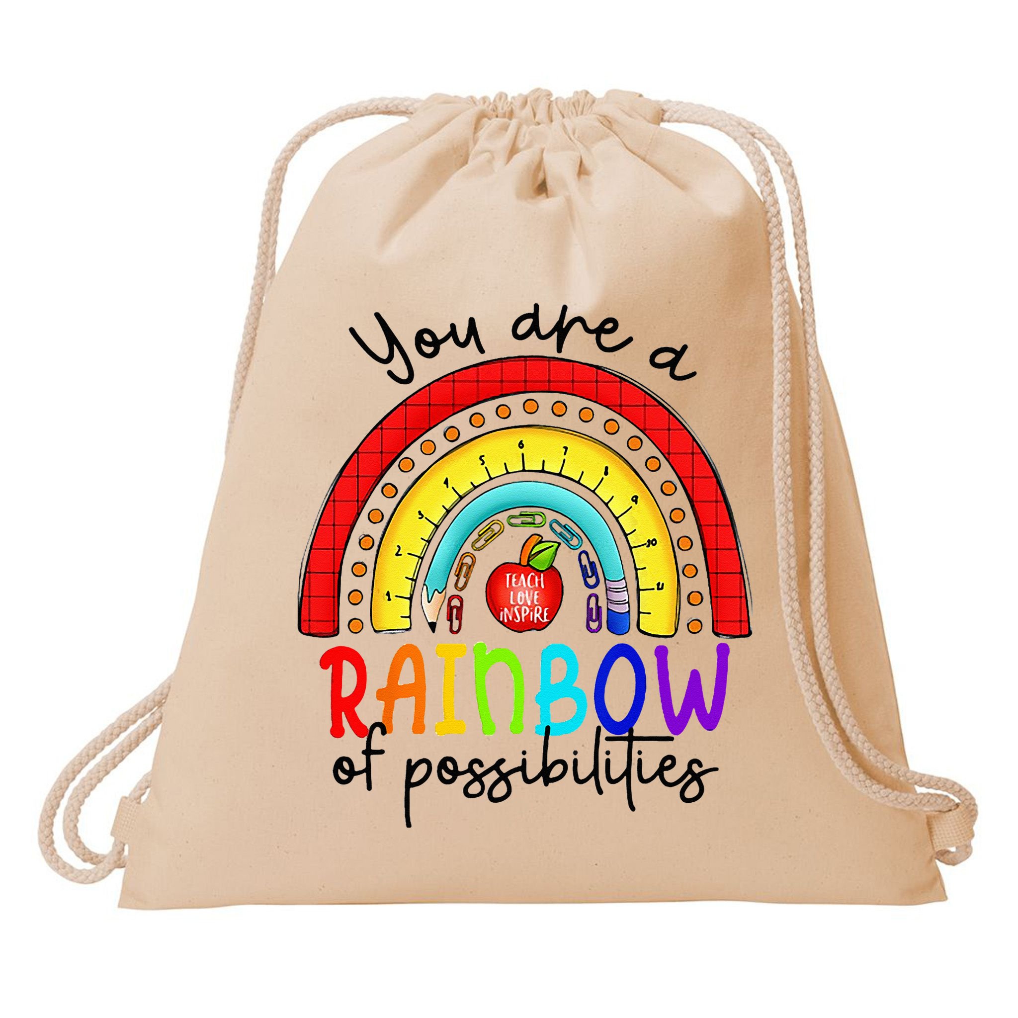 Teacher You are a rainbow of possibilities Drawstring Bag