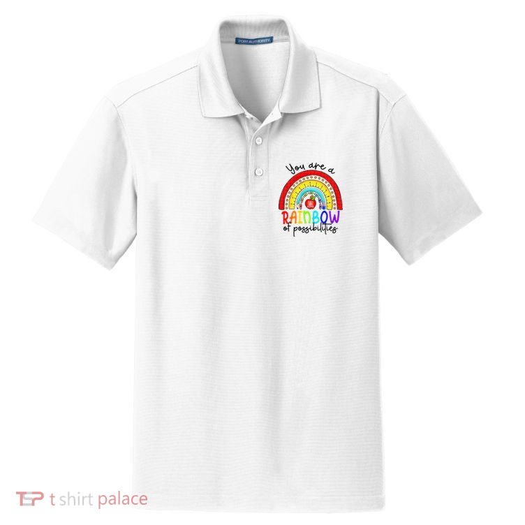 Teacher You are a rainbow of possibilities Dry Zone Grid Polo