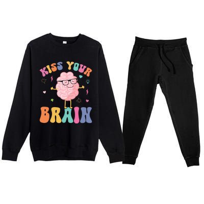 Teacher Your Brain Student Cute Funny Back To School Gift Premium Crewneck Sweatsuit Set