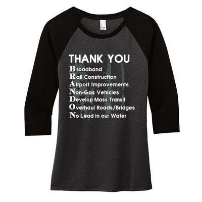 Thank You Broadband Rail Construction Airport Improvements Nongas Vehicles Limi Women's Tri-Blend 3/4-Sleeve Raglan Shirt