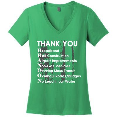 Thank You Broadband Rail Construction Airport Improvements Nongas Vehicles Limi Women's V-Neck T-Shirt