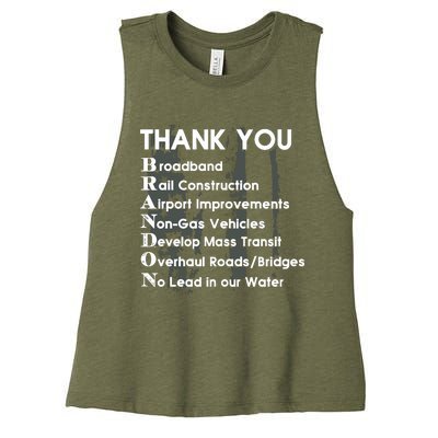 Thank You Broadband Rail Construction Airport Improvements Nongas Vehicles Limi Women's Racerback Cropped Tank