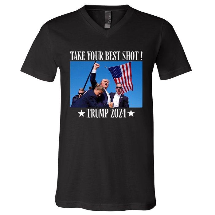 Take Your Best Shot Trump Shot V-Neck T-Shirt