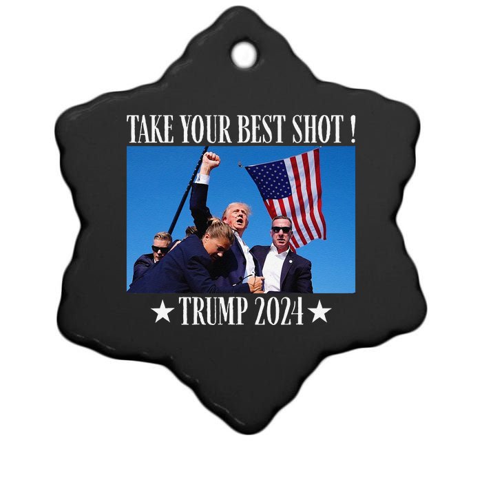 Take Your Best Shot Trump Shot Ceramic Star Ornament