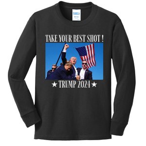 Take Your Best Shot Trump Shot Kids Long Sleeve Shirt