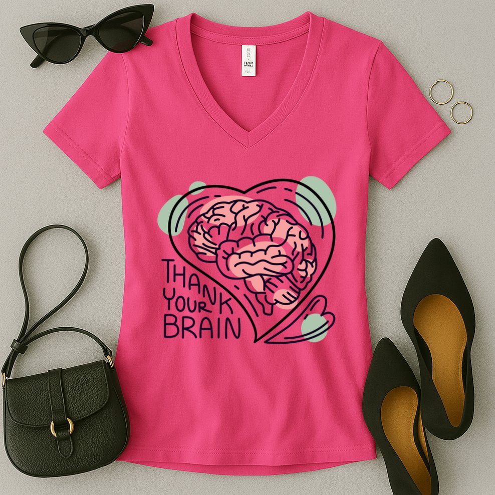 Thank Your Brain Mental Health Women's V-Neck T-Shirt