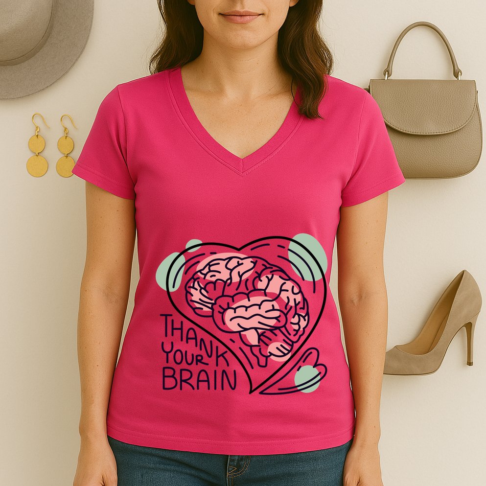 Thank Your Brain Mental Health Women's V-Neck T-Shirt