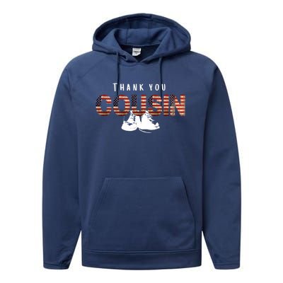 Thank You Cousin Veteran Day Great Gift Performance Fleece Hoodie