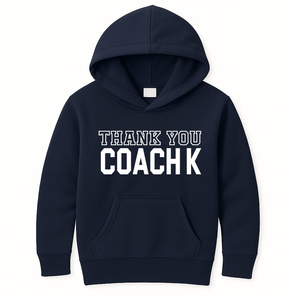 Thank You Coach K Basketball Kids Hoodie