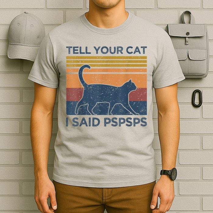 Tell Your Cat I Said Pspsps Cat Lover Vintage T-Shirt