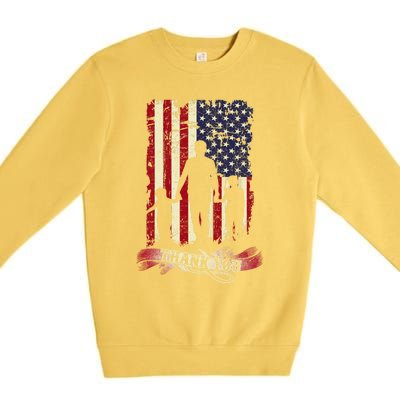 Thank You Daddy American Flag Fathers Day Present For Dad Cute Gift Premium Crewneck Sweatshirt