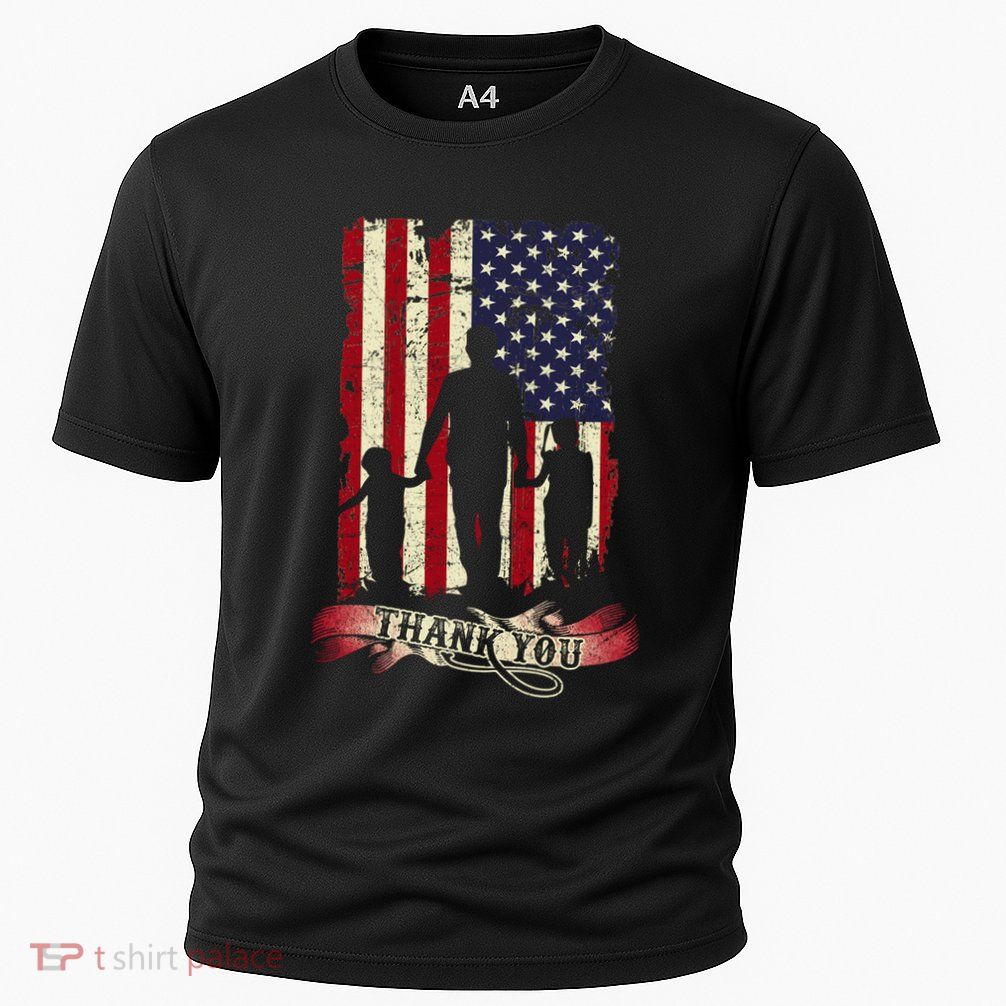 Thank You Daddy American Flag Fathers Day Present For Dad Cute Gift Performance Shirt