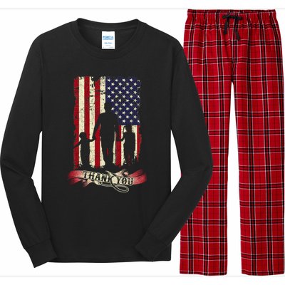 Thank You Daddy American Flag Fathers Day Present For Dad Cute Gift Long Sleeve Pajama Set