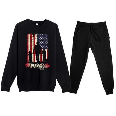 Thank You Daddy American Flag Fathers Day Present For Dad Cute Gift Premium Crewneck Sweatsuit Set