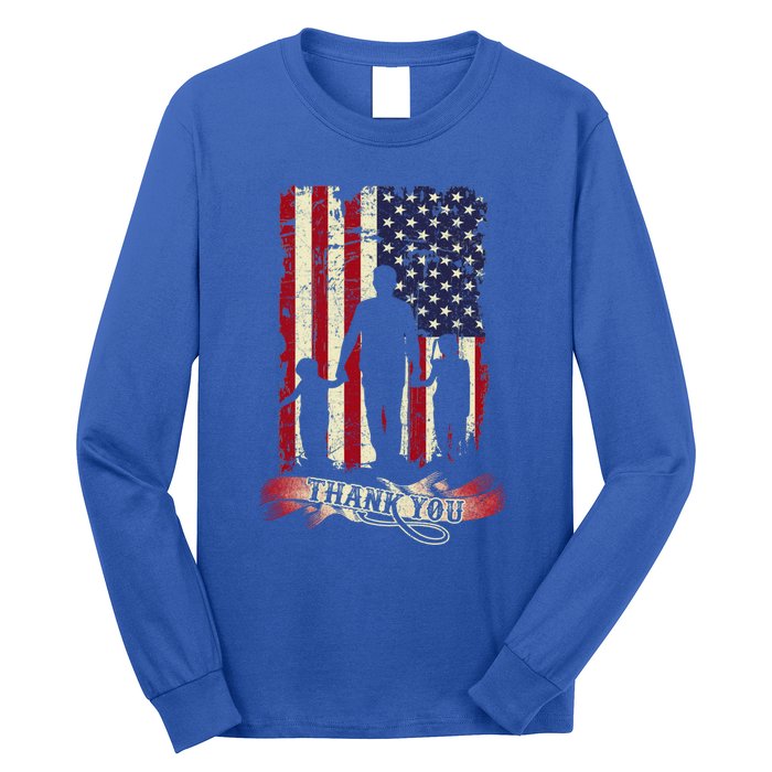 Thank You Daddy American Flag Fathers Day Present For Dad Cute Gift Long Sleeve Shirt