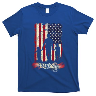 Thank You Daddy American Flag Fathers Day Present For Dad Cute Gift T-Shirt