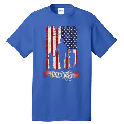 Thank You Daddy American Flag Fathers Day Present For Dad Cute Gift Tall T-Shirt