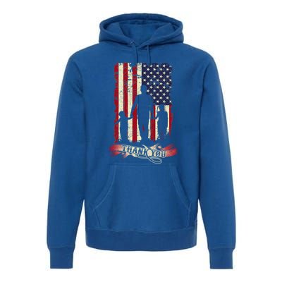 Thank You Daddy American Flag Fathers Day Present For Dad Cute Gift Premium Hoodie