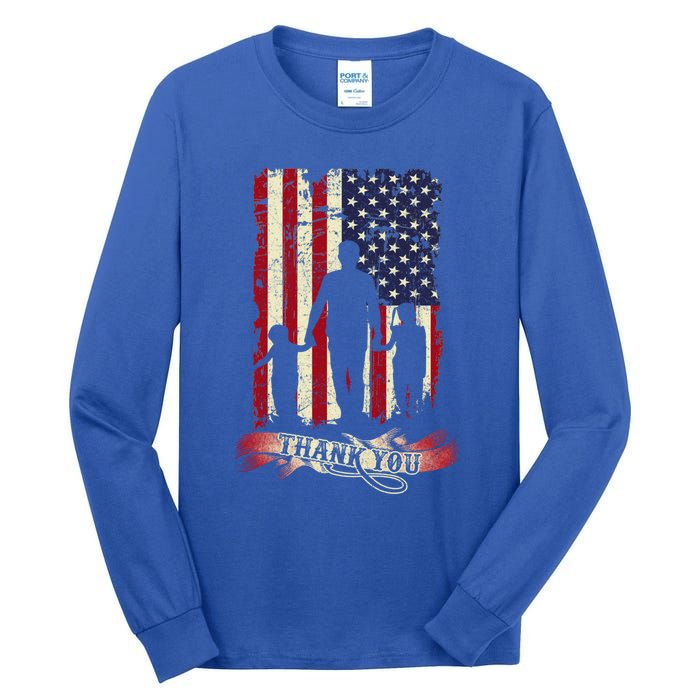 Thank You Daddy American Flag Fathers Day Present For Dad Cute Gift Tall Long Sleeve T-Shirt