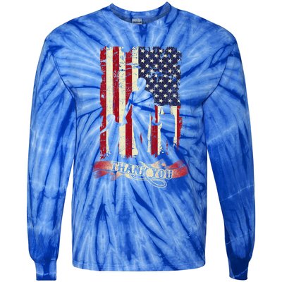 Thank You Daddy American Flag Fathers Day Present For Dad Cute Gift Tie-Dye Long Sleeve Shirt