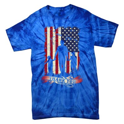 Thank You Daddy American Flag Fathers Day Present For Dad Cute Gift Tie-Dye T-Shirt