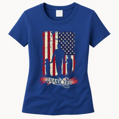 Thank You Daddy American Flag Fathers Day Present For Dad Cute Gift Womens T-Shirt