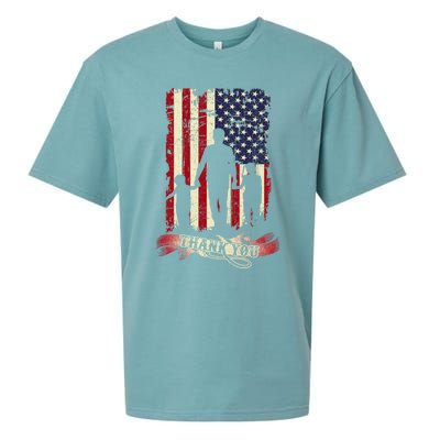 Thank You Daddy American Flag Fathers Day Present For Dad Cute Gift Sueded Cloud Jersey T-Shirt