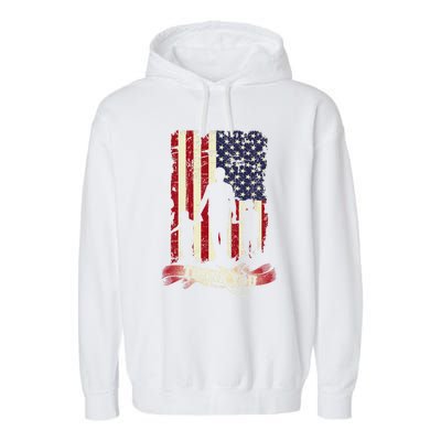 Thank You Daddy American Flag Fathers Day Present For Dad Cute Gift Garment-Dyed Fleece Hoodie