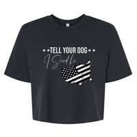 Tell Your Dog I Said Hi Grey Style American Flag Bella+Canvas Jersey Crop Tee