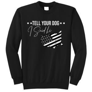 Tell Your Dog I Said Hi Grey Style American Flag Sweatshirt