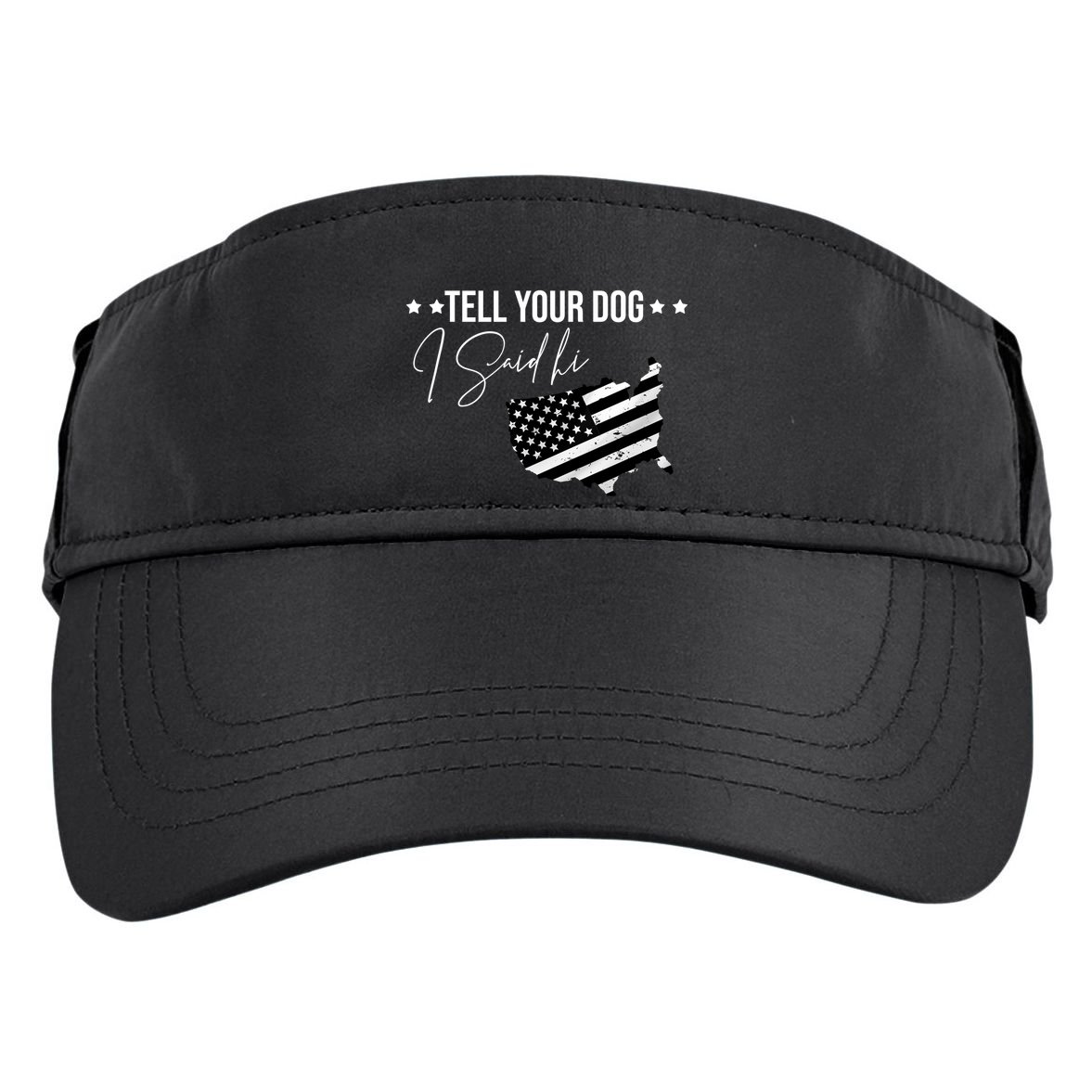 Tell Your Dog I Said Hi Grey Style American Flag Adult Drive Performance Visor