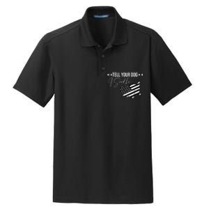 Tell Your Dog I Said Hi Grey Style American Flag Dry Zone Grid Polo