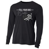 Tell Your Dog I Said Hi Grey Style American Flag Cooling Performance Long Sleeve Crew