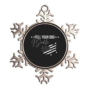 Tell Your Dog I Said Hi Grey Style American Flag Metallic Star Ornament