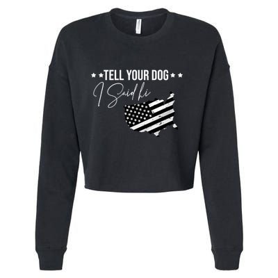 Tell Your Dog I Said Hi Grey Style American Flag Cropped Pullover Crew