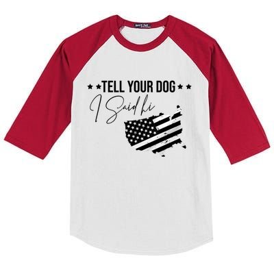 Tell Your Dog I Said Hi Grey Style American Flag Kids Colorblock Raglan Jersey