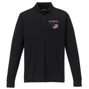 Tell Your Dog I Said Hi US American Flag Performance Long Sleeve Polo