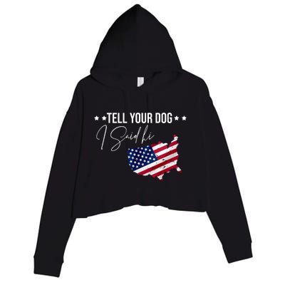 Tell Your Dog I Said Hi US American Flag Crop Fleece Hoodie