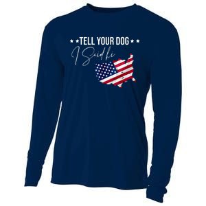 Tell Your Dog I Said Hi US American Flag Cooling Performance Long Sleeve Crew