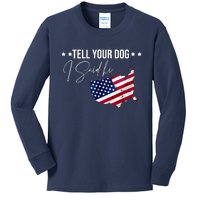 Tell Your Dog I Said Hi US American Flag Kids Long Sleeve Shirt