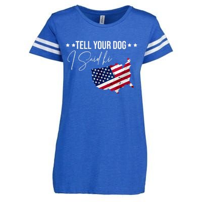 Tell Your Dog I Said Hi US American Flag Enza Ladies Jersey Football T-Shirt