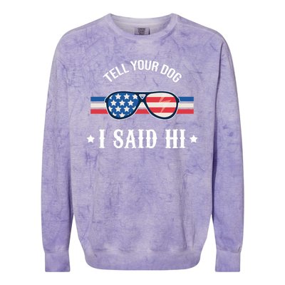 Tell Your Dog I Said Hi Funny USA Retro Shades Colorblast Crewneck Sweatshirt