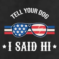 Tell Your Dog I Said Hi Funny USA Retro Shades 7 Panel Mesh Trucker Snapback Hat